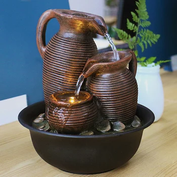 110V-220V Indoor Tabletop Waterfall Fountain Pet Cat Drinking Water Fountains Small Relaxation Waterfall Feature Feng Shui Set 1