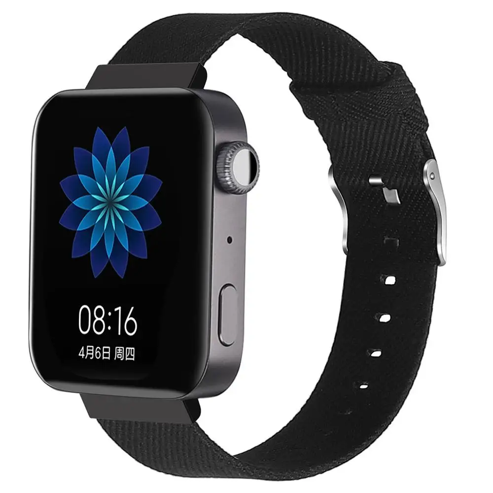 Роскошные заменяет холст часы ремешок на запястье для Xiaomi mi Смарт часы браслет аксессуары для xiao mi часы#1119 - Цвет: Black