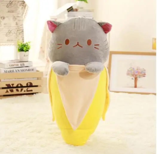 Игрушек! Милая плюшевая игрушка мультфильм кошка котенок банан Мягкая кукла подвеска подушки для дивана День рождения Рождественский подарок 1 шт - Цвет: Серый