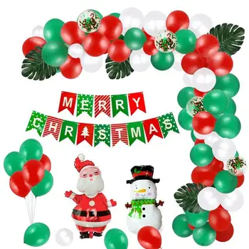 

A Set Balloons Kit Christmas Aluminum Foil Balloon Latex Confetti Balloon Merry Christmas Letter Pull Flag Xmas Party Decoration