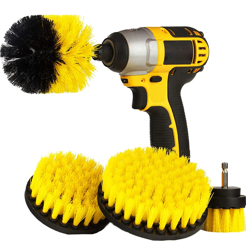 

4PCS Electric Drill Brush Kit Plastic Round Scrub Cleaning Brush Carpet Glass Car Tires Nylon Brushes Scrubber Bathroom Bathtub