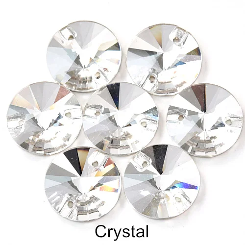Crystal 29 цветов, 6 размеров, круглые стразы для шитье Риволи, Стразы для шитья, круглые стразы для одежды Y2818 - Цвет: Crystal