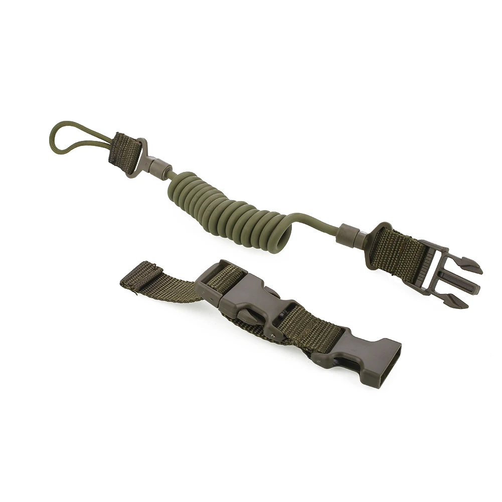 Green Multifunctional Tactical Pistol Lanyard Spring Stretchy Adjustable Safety String - Цвет: Green