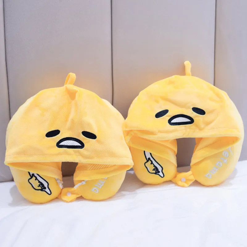 30 см Gudetama ленивое яйцо с капюшоном для шеи u-образная яичный желток Подушка Мягкие плюшевые игрушки кукла подушка для сна Дети девочка подарок на день рождения