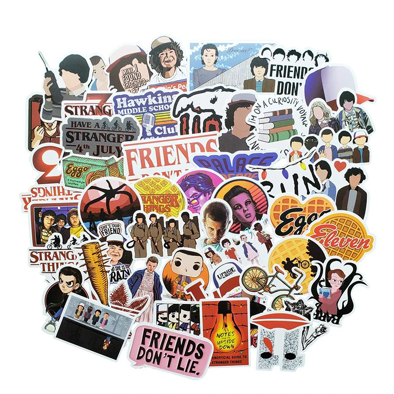 50pcs Mixed Stranger Things 3 Cartoon Stickers for Car Styling Motorcycle Phone Laptop Travel Luggage Skateboard Funny Stickers
