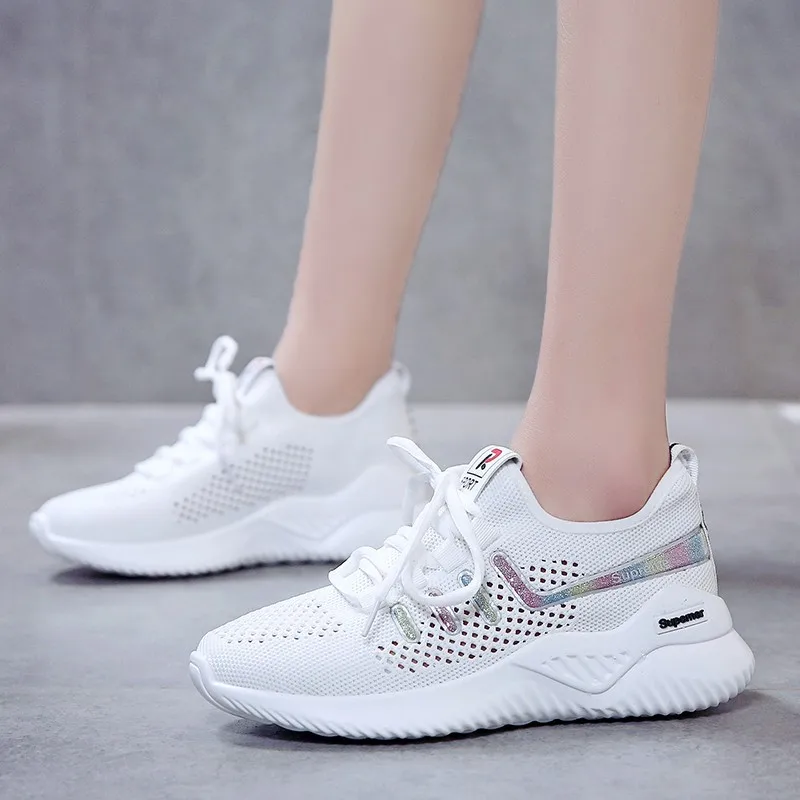

2019 Summer And Autumn New Style Korean-style Lace-up chao fei Netting Surface Breathable Sports Casual Thick Bottomed Extra Hig