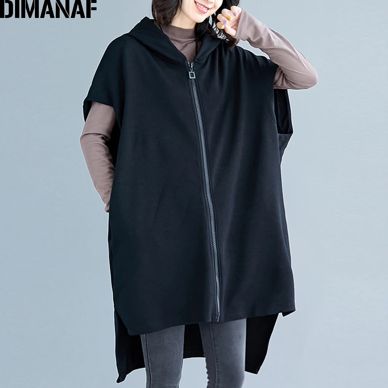 price reduction DIMANAF Plus Size Autumn Outerwear Women Jacket Coat Big Size 2019 Zipper Bat Sleeveless Female Loo
