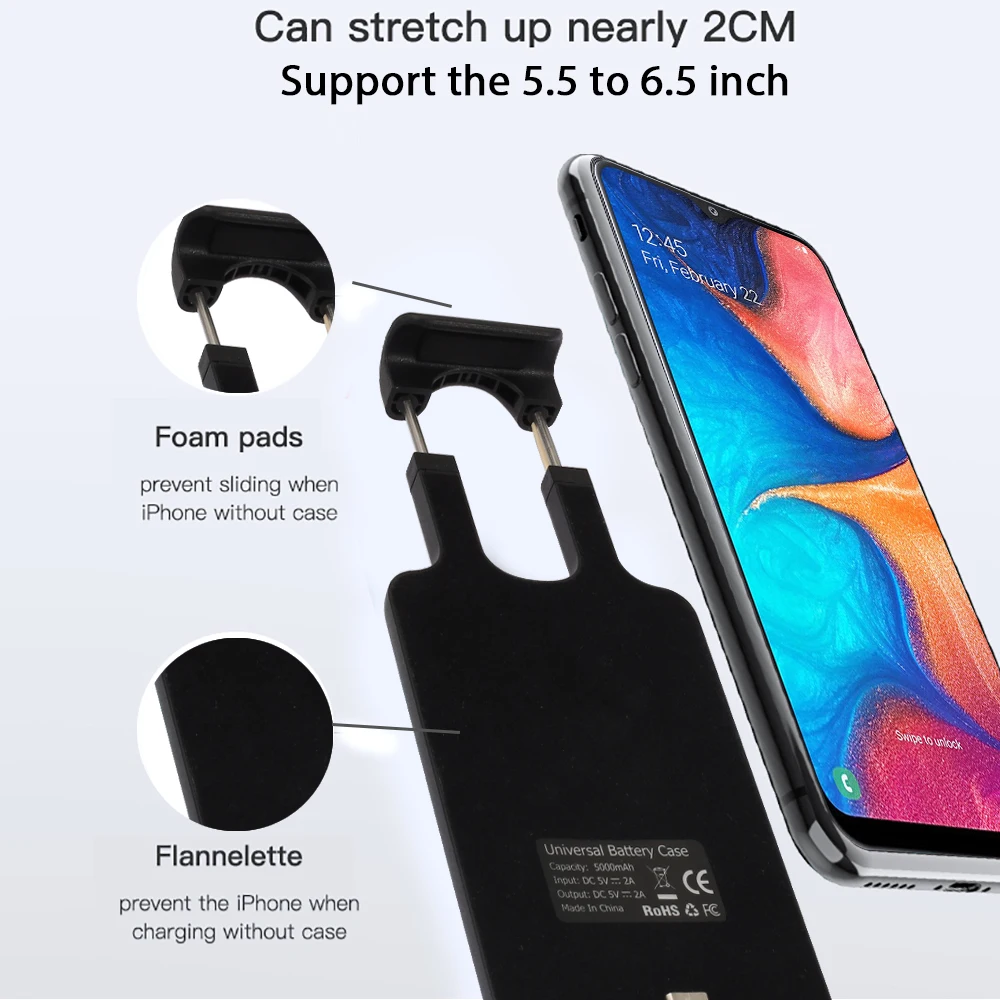 Чехол для аккумулятора samsung Galaxy A20 с расширяемой пряжкой, 5000 мА/ч, перезаряжаемый чехол для аккумулятора samsung A20, чехол для зарядного устройства