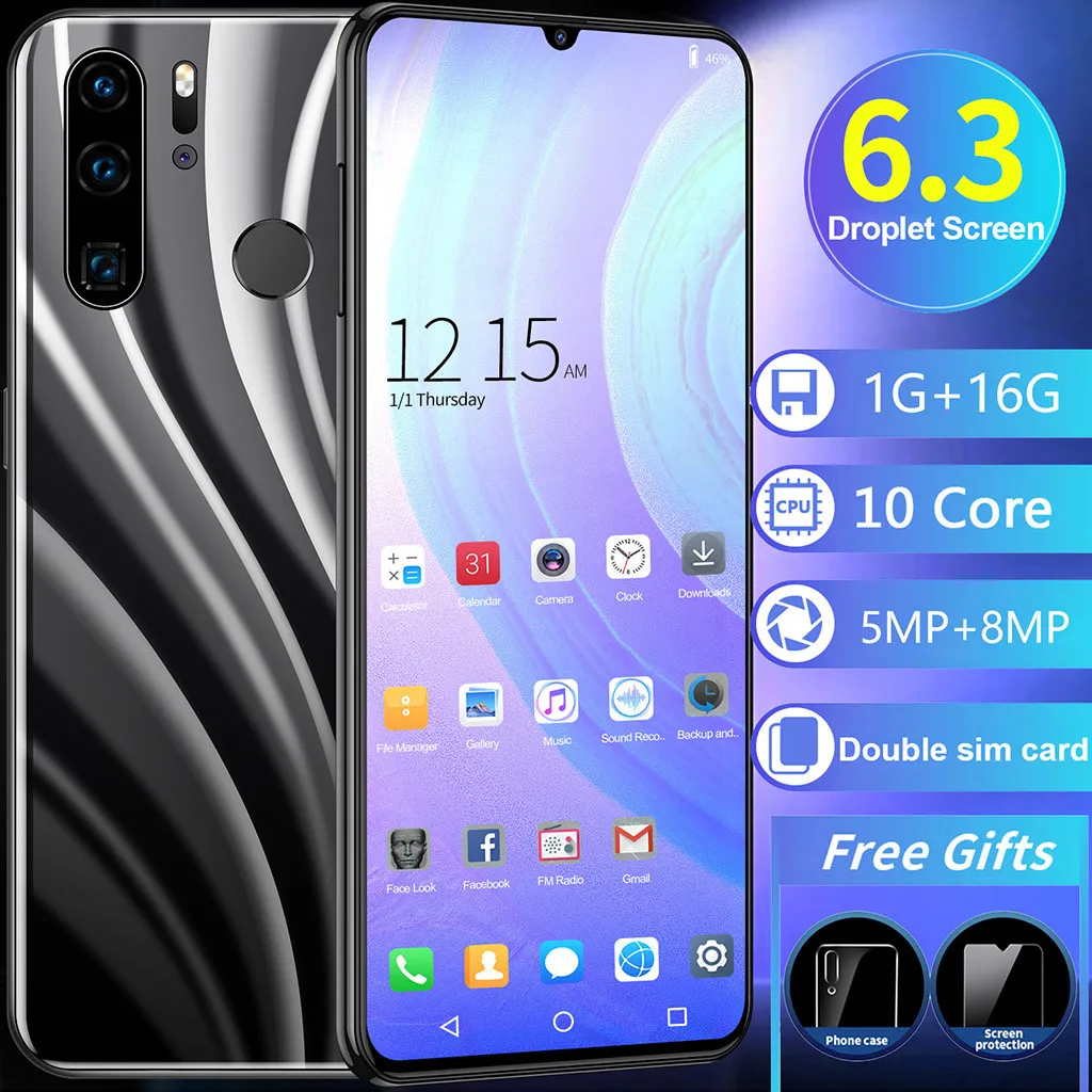 Смартфон P40 PRO quad core 6,3 дюймов камера Android 6,1 1G+ 16G gps 3g мобильный телефон ЕС лучший подарок