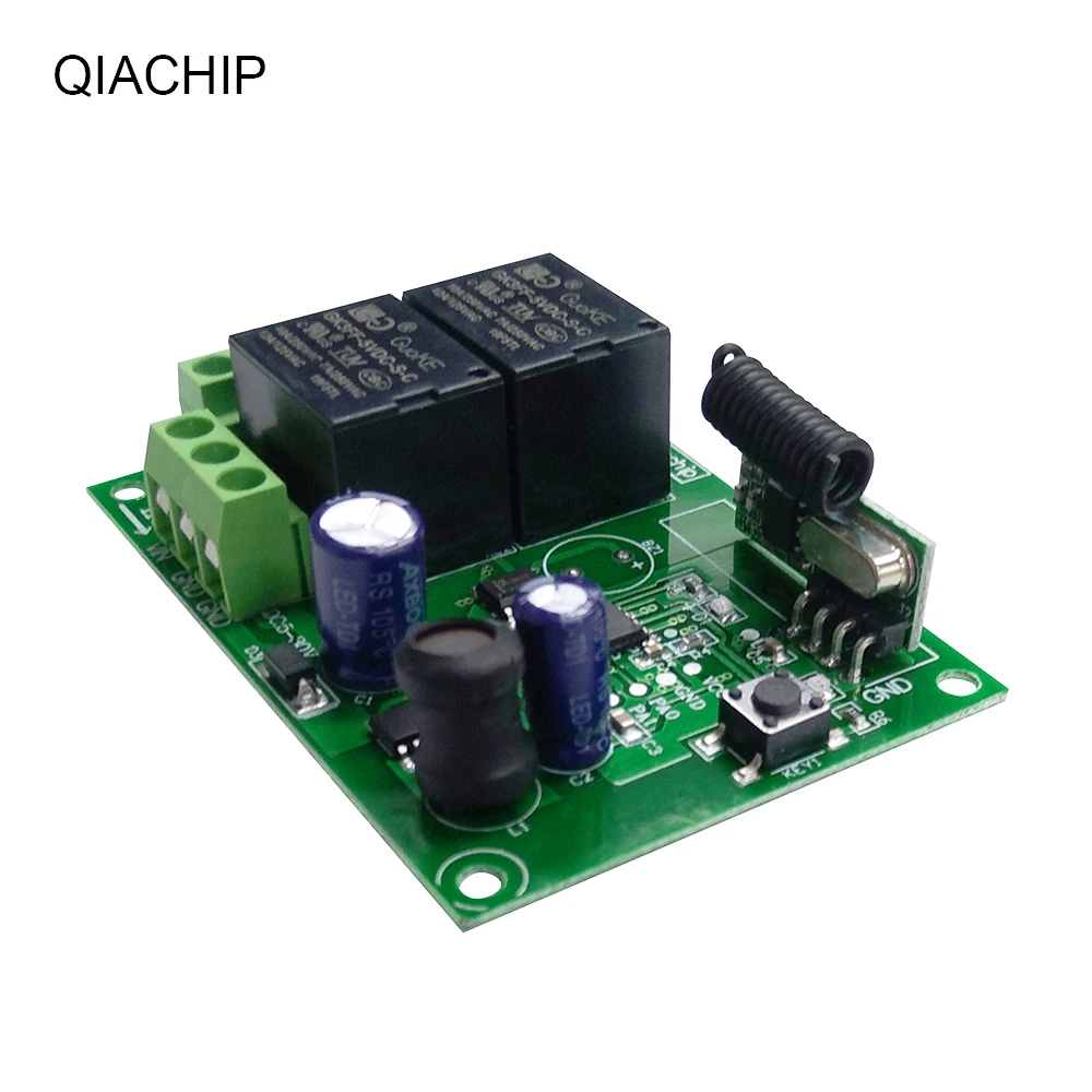 QIACHIP 433Mhz DC 6V 12V 24V Universal Wireless Remote Control Switch 2 CH RF Relay Receiver Module DC5-30V For Smart Home