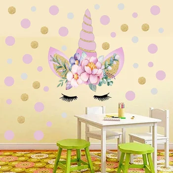 

1Pc Cartoon Unicorns Flower Wall Stickers DIY Stars Cute Flower Animals Vinyl Home Wall Decals Kids Room Girls Room Decor