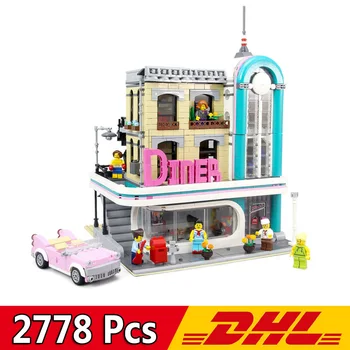 

City Street View MOC Series Downtown American Restaurant Model Building Blocks 15037 2778Pcs Toy Bricks Gift