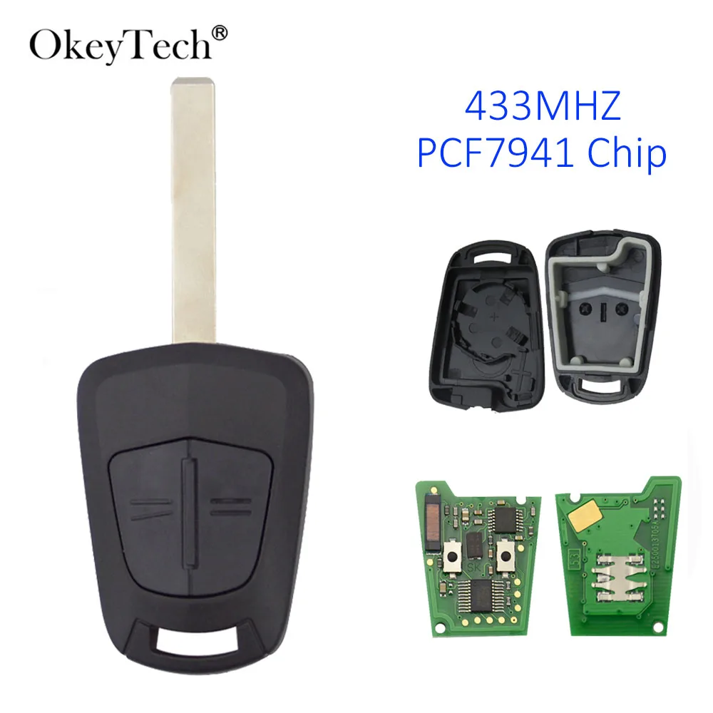 Автомобильный ключ OkeyTech 2 кнопки 433 МГц PCF7941Chip дистанционный для Opel Corsa Agila Марка