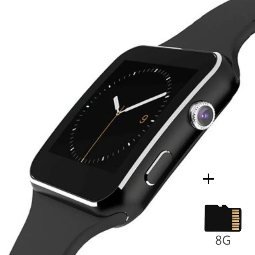 black 8G card X6 Смарт-часы поддерживает SIM TF карту gps позиционирование камеры Смарт-часы Bluetooth dial-up/сенсорный экран с камерой, подходит для - Цвет: black 8G card