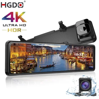 HGDO 12'' 4K Car DVR Camera Sony IMX415 Rear View Mirror FHD 1080P Rear Camera Dash Cam Registrar Video Recorder Parking Monitor 1