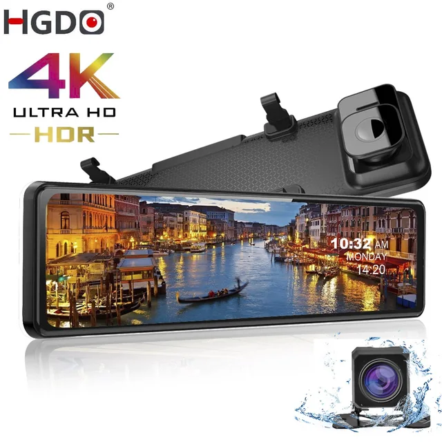 $109.99 HGDO 12'' 4K Car DVR Camera Sony IMX415 Rear View Mirror FHD 1080P Rear Camera Dash Cam Registrar Video Recorder Parking Monitor