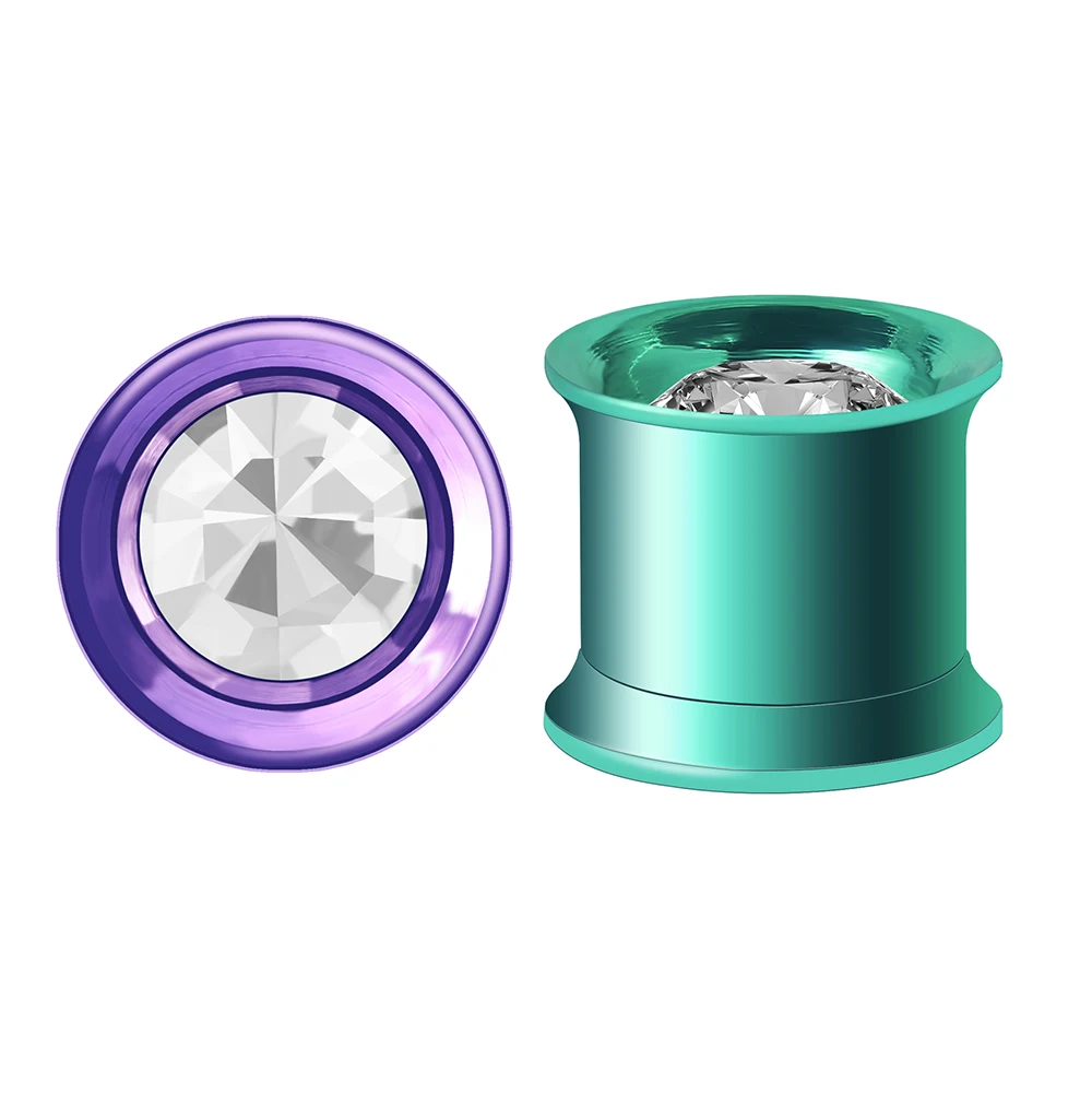 1Pair Stainless Steel Piercing Crystal Ear Expanders Diamond Ear Plugs and Tunnel Industrial Earrings