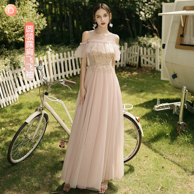 Pink as picture D Новое длинное платье в пол для девушек; нарядное платье для невесты; - Цвет: Pink as picture D