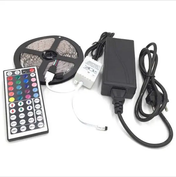 12V 5A Мощность+ пульт дистанционного управления+ 5M RGB 5050 Светодиодные ленты светильник белого цвета, Водонепроницаемый 5050 60 Светодиодные ленты 5050 300 Светодиодные ленты светильник - Испускаемый цвет: RGB with 44keys