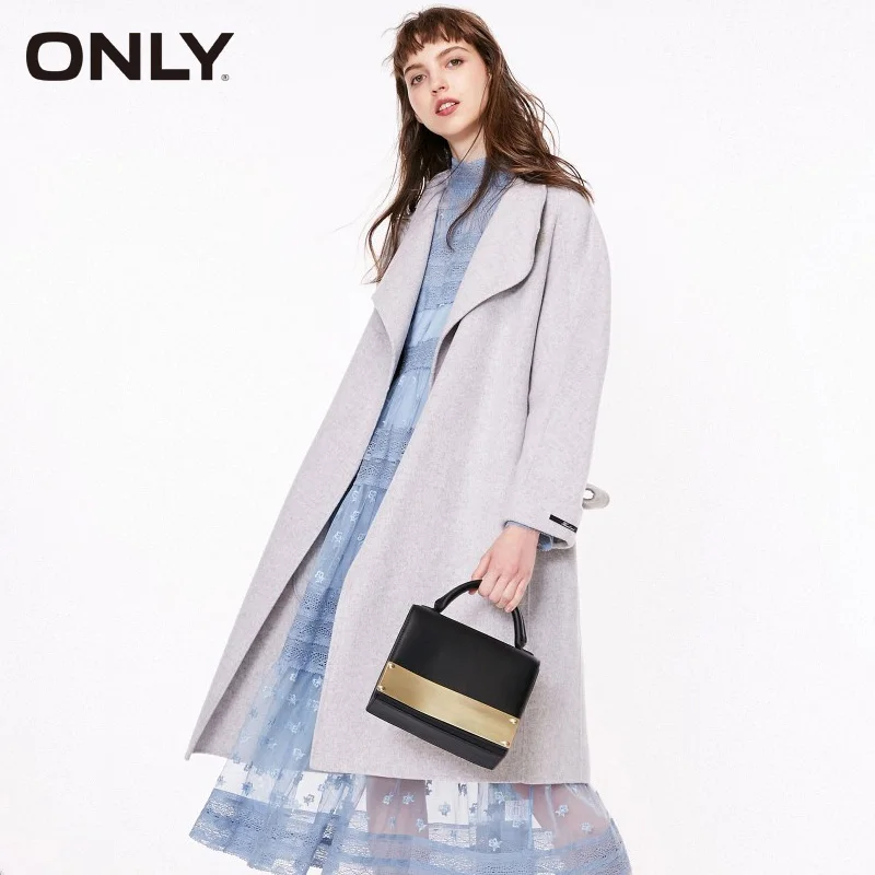 Goede Alleen Herfst Winter Losse Fit Mid Lengte Dubbele Geconfronteerd Kant Up Wollen Jas Overjas | 11834S522