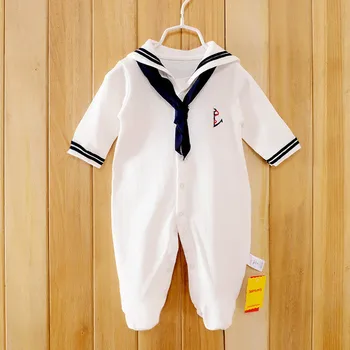 

Newborn Baby Boy Clothes Short Sleeve Girl Boy Clothing Print Anchor Design 100%Cotton Rompers De Bebe Costumes White 1:1Baby