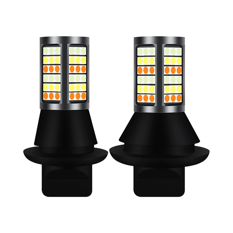 Комплект из 2 предметов DRL 1156 BA15S Canbus T20 3156 7440 светодиодный лампы белый/желтый/светло-голубой 3 цвета автомобиля Габаритные огни с указателем поворота