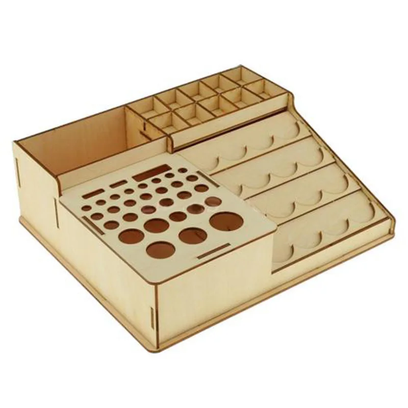 

Wooden Pigment Paint Bottles Rack Organizer Epoxy Tools Storage Model Box dye set storage box