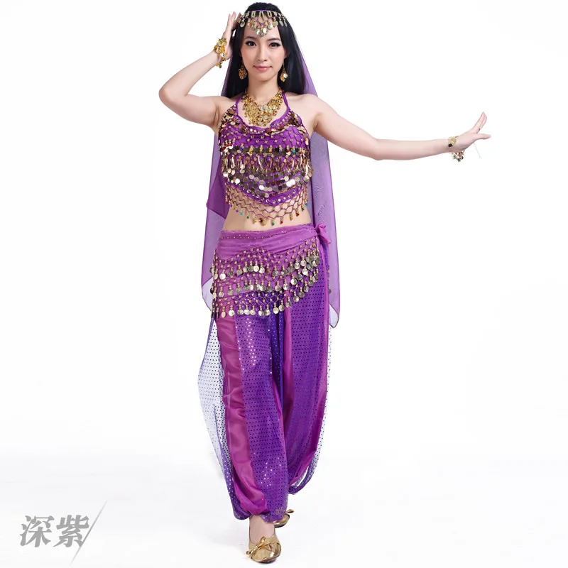 Purple 5 шт./компл. костюмы для танца живота Восточные Танцевальные Костюмы для танца живота карнавальные танцевальные костюмы# DP0104 - Цвет: Purple