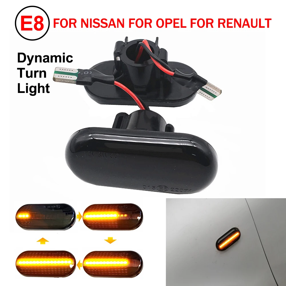 2X светодиодные динамические поворотники боковые габаритные огни для Renault Clio Trafic