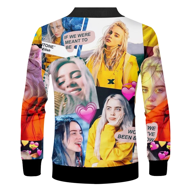 UJWI Мужская/женская новая 3D куртка на молнии с принтом желтая Billie Eilish пальто на молнии мужская тренд хип-хоп большой размер унисекс модная одежда