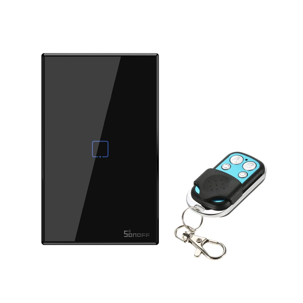 Интеллектуальный выключатель света SONOFF T3US Smart Wi-Fi настенный светильник нам переключатель черный 120 Тип на границах 1/2/3 433 RF/приложение/сенсорный экран Управление работает с Google Hom - Комплект: T3 US 1 Gang