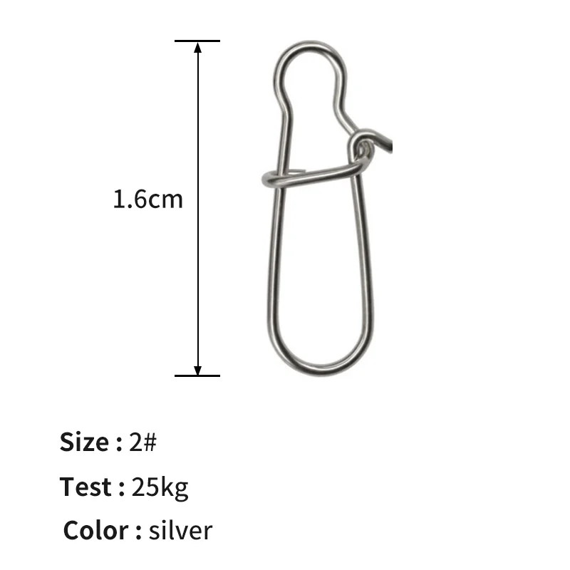 

50pcs/bag Fishing Hook Connector Fast Clip Lock Safety Snap Swivel Solid Rings Fishing Connector Stainless Steel Fishing Snap