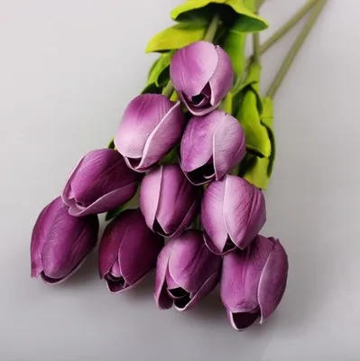 5 шт./лот ПУ-тюльпаны искусственный цветок Настоящее прикосновение искусственный букет Искусственный цветок для свадьбы дома вечерние украшения Garen - Цвет: purple