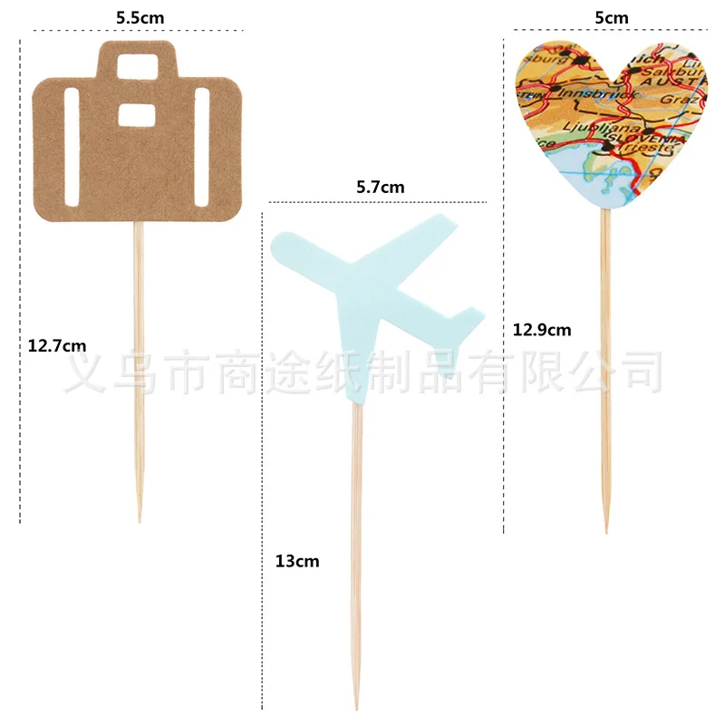 Bon Voyage Cupcake Going выход, выпускной вечерние, для свадьбы или «нулевого дня рождения» Cupcake Picks-упаковка из 24 детских душевых