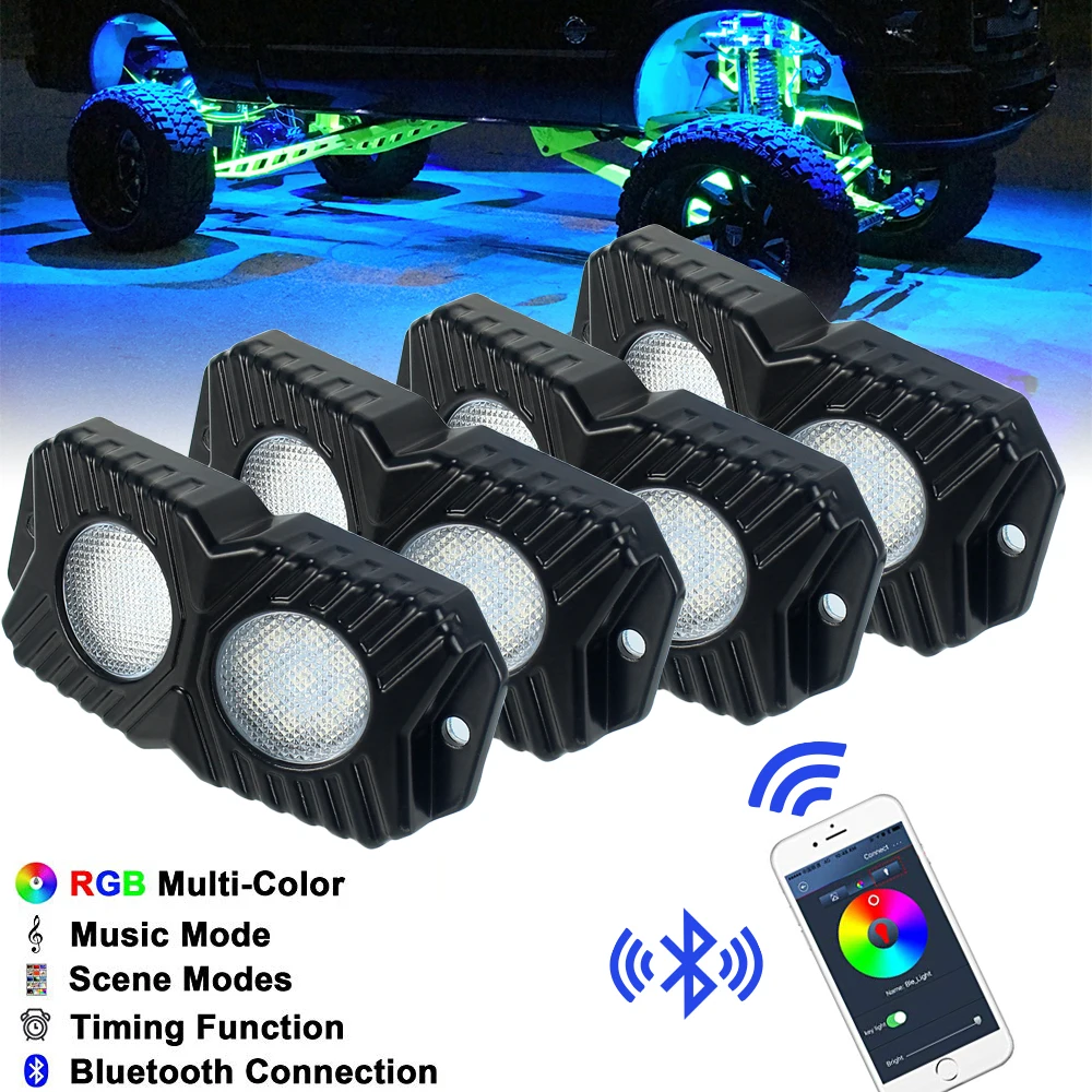 Беспроводное управление RGB светодиодный свет рок под колесом Bluetooth многоцветный неоновый светодиодный фонарь для джипа грузовика автомобиля ATV внедорожник автомобиль Лодка