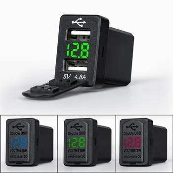 

4.8A Car Charger Charge Socket Dual USB Port LED Volt Display for Phone Tablet Navigator Fast Charging Adapter for Car