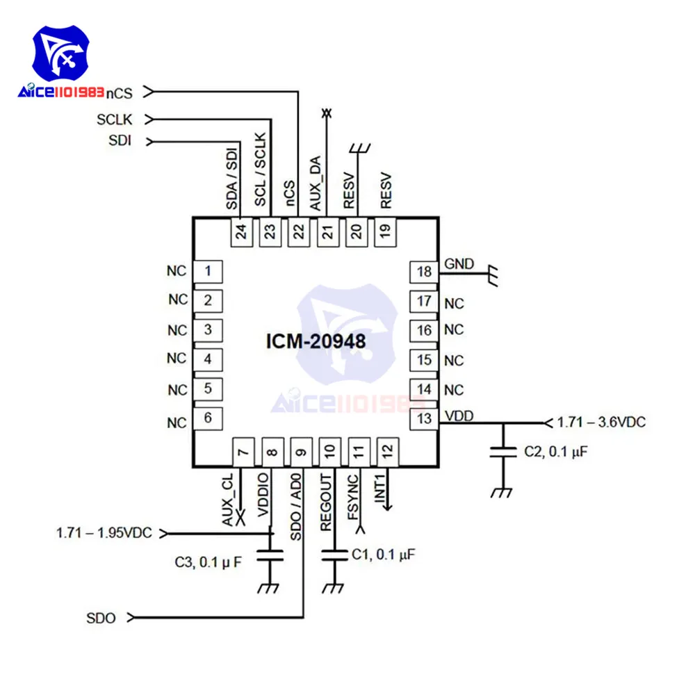 Diymore МКС 20948 низкая Мощность 9 Axis MEMS отслеживания движения устройство CJMCU носимых
