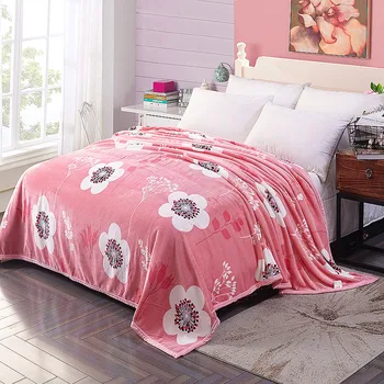 

Soft Warm Coral Fleece Blanket Winter Sheet Bedspread Solid pink Color Soft Warm Wash Flannel Blankets