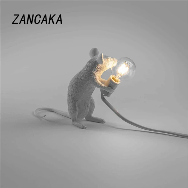 Новинка года. Дизайнерская настольная лампа ZANCAKA из смолы с изображением крысы и мыши. Настольная лампа для детской комнаты. Рождественские настольные лампы для детей. Настольная лампа с художественным декором для кровати