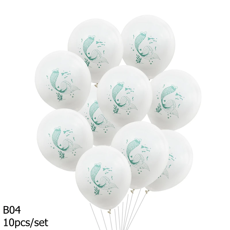 B04-10pcs Маленькая Русалка баннер для вечеринки воздушный шар украшение дети милое нижнее море тематическая вечеринка на день рождения Русалка декор для свадьбы или «нулевого дня рождения» поставка - Цвет: B04-10pcs