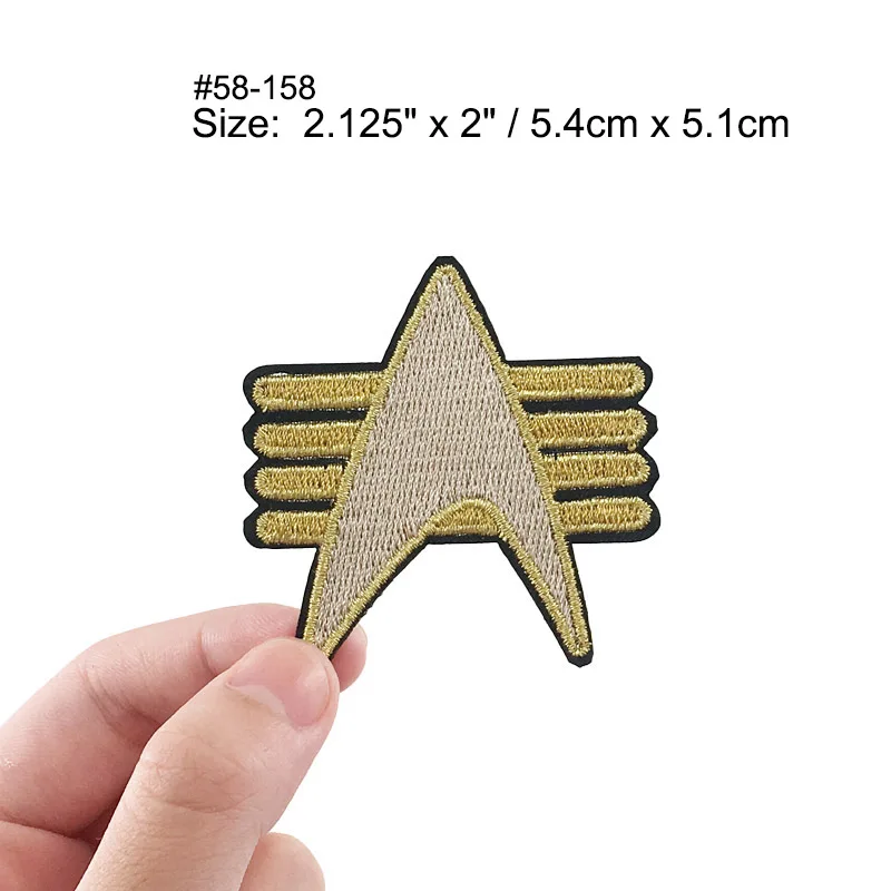 TREK Star Fleet Enterprise Crew Command Comic Logo TOS Sciences TOS INSIGNIA 1 Embroidered iron on sew On patch Badge - Цвет: Никелевый