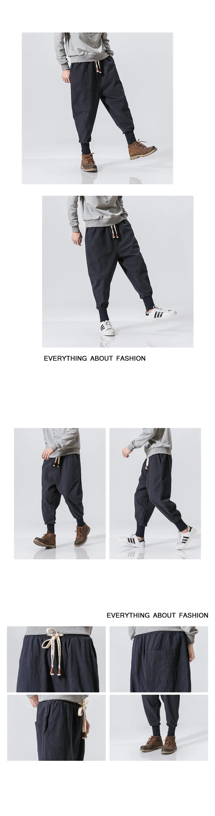 Tanie Prowow Streetwear spodnie haremki męskie w stylu koreańskim z lnu sklep