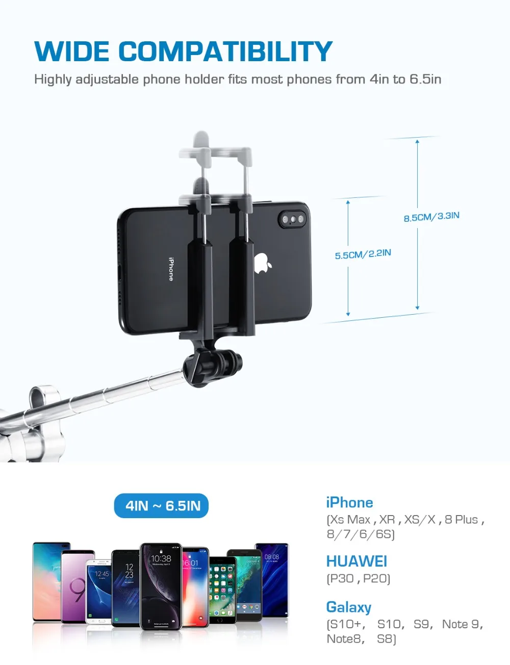 Mpow MBT12 2 в 1 Беспроводная Bluetooth палка для селфи для iphone/Android Складная ручная селфи наклейка пульт дистанционного управления Рождественский подарок