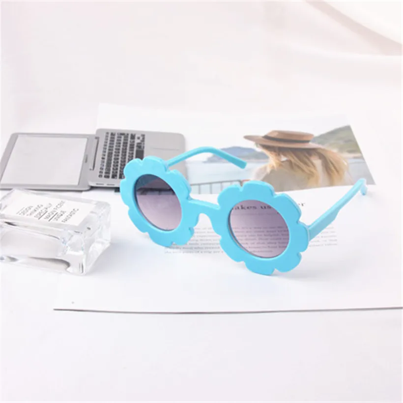 XojoX милые круглые кружевные солнцезащитные очки в пластиковой оправе для детей, модные элегантные солнцезащитные очки для девочек - Цвет оправы: Blue