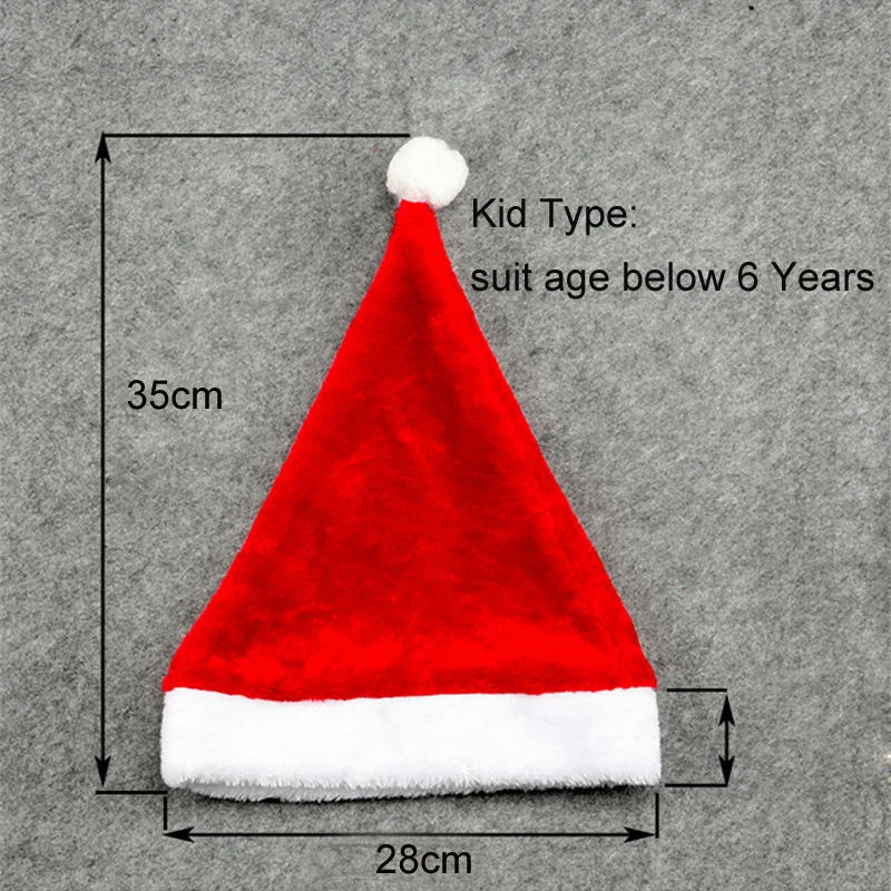 Classic Plush Christmas Hat Xmas Cap Adult Kid Size Santa Hats Red And White Santa Claus Cap Christmas Party Supplies