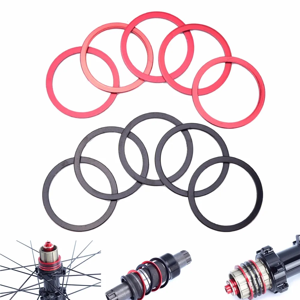 5pcs New mountain bike flywheel gasket bottom bracket center axis mountain bike aluminum alloy bicycle wheel hub gasket 2mm
