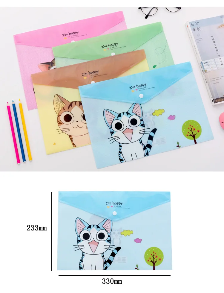 1 шт., офисные школьные принадлежности, сырный Кот, сумка для файлов, Kawaii, ПВХ, А4, канцелярская сумка в Корейском стиле, милая папка для документов, продукция