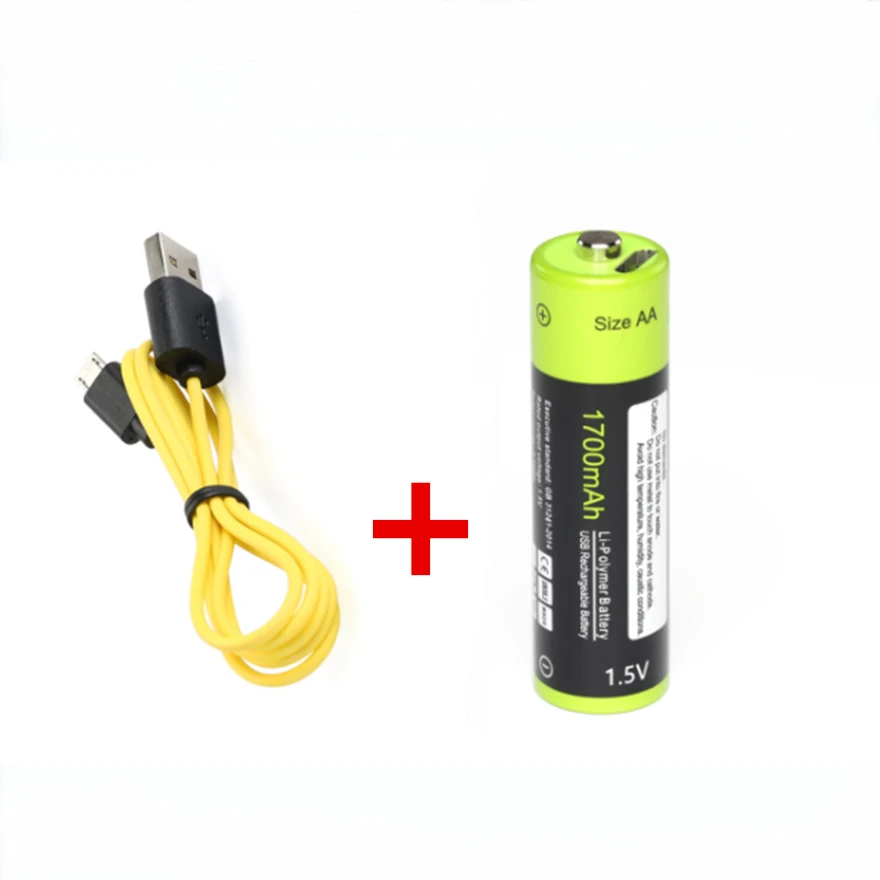 

1PCS Hot sale ZNTER USB1.5V AA rechargeable battery 1700mAh USB rechargeable lithium polymer battery +1PCS Micro USB cable