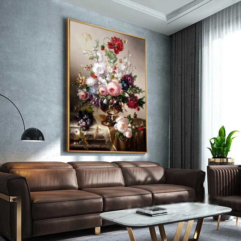A hundred flowers contend for beauty Cross stitch kit 11ct Oil painting vase Print Canvas Cross Stitches Needlework Embroidery