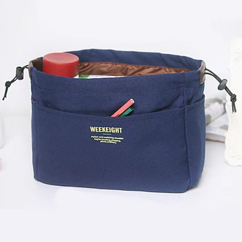 

Travel Multi-functional Cosmetic Case Canvas Bag Organizer Bag Insert with Compartments Girl Makeup Travel Storage Case